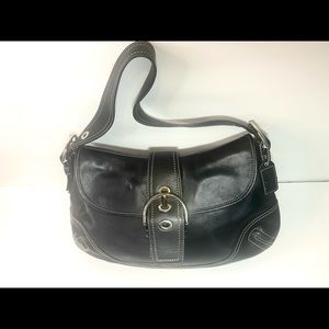 Coach Black Leather Buckle Shoulder Bag